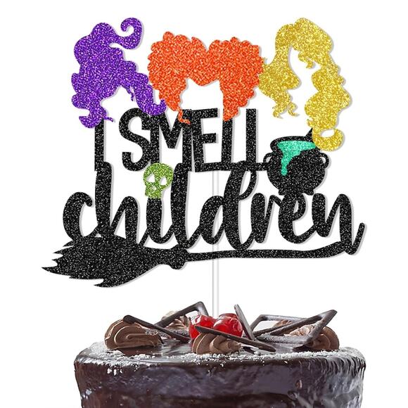 Halloween Cake Topper Set - "I Smell Children" & "Tonight We Fly" - Picture 1 of 2